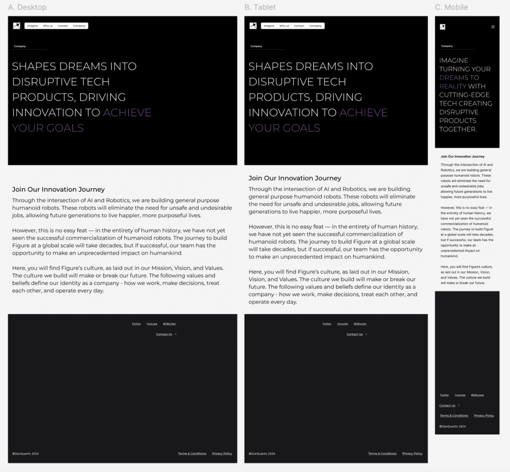 Screen capture of the Figma file showing how the text should be display in informative pages.